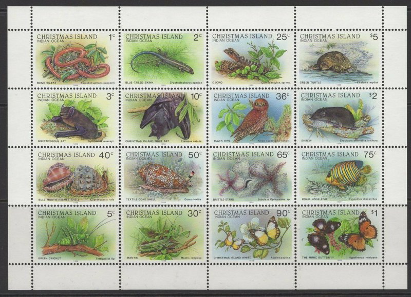 CHRISTMAS ISLAND SG229a 1988 WILDLIFE MNH