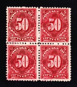 US J37 50c Postage Due Unused Block of 4 VF NG SCV $8750+