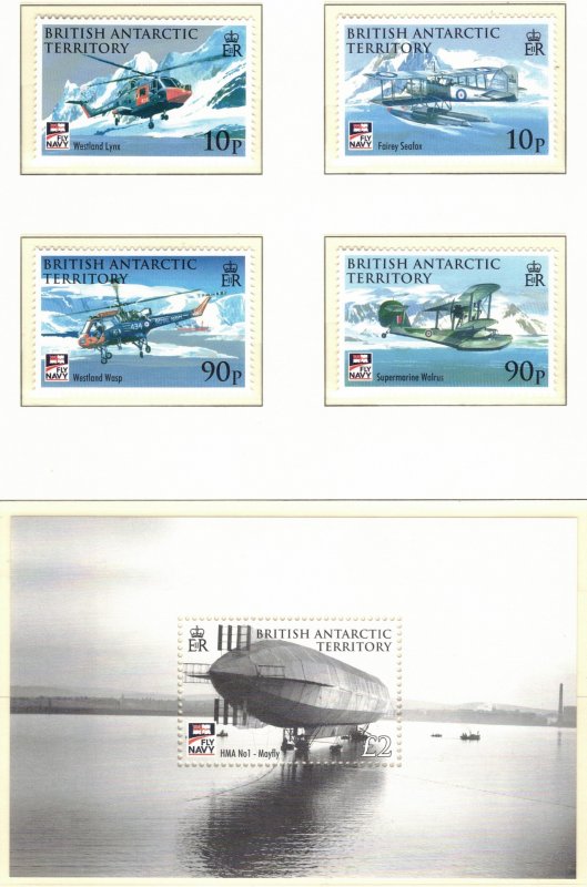 BRITISH ANTARCTIC 2009 Naval Aviation Centenary; Scott 405-09, SG 495-99; MNH