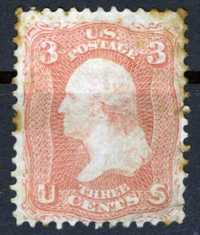 US - STAMP, 1861, George Washington 3 ¢ Pink, USED