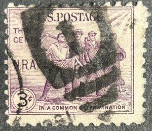 USA SC#732 1933 3c Group of Workers, Used, VG