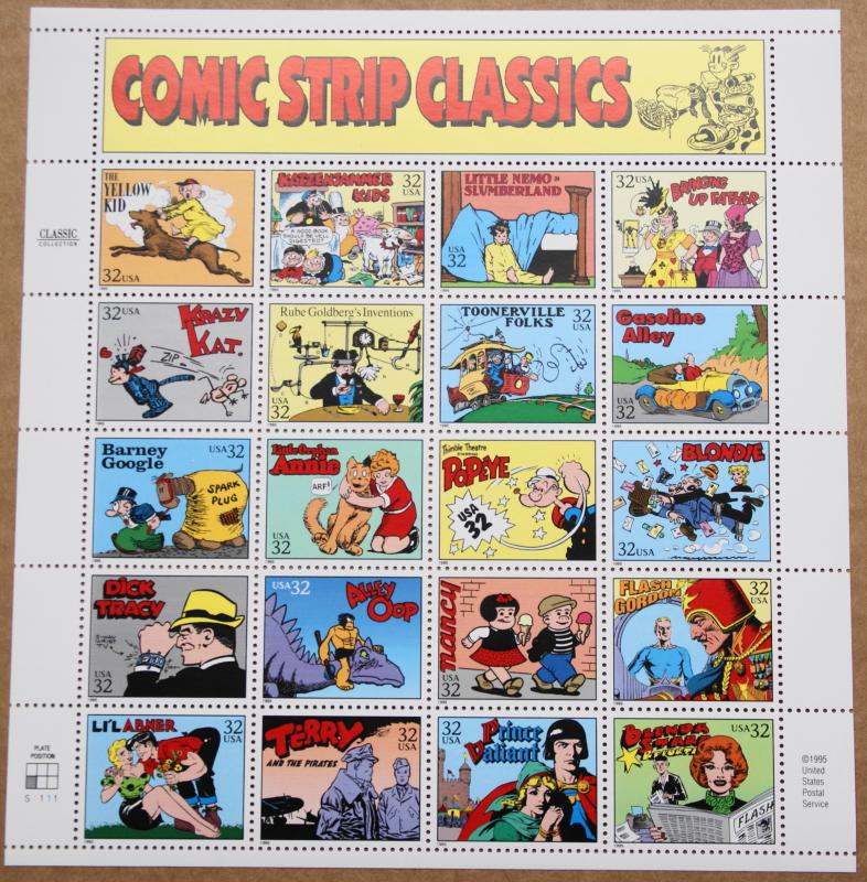 1995 sheet of postage stamps Comic Strip Classics, Sc# 3000