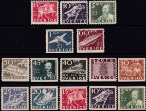 Sc # 248 / 262 Sweden 1936 Swedish Postal System MNH complete set CV $300.00