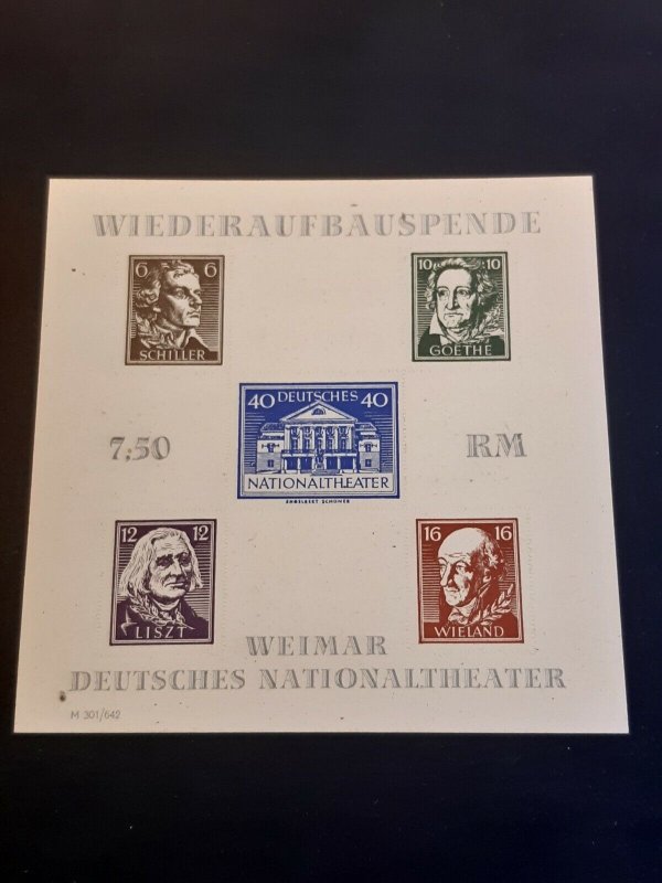 Germany WWII occupation zone Thuringen 1945 ** MNH Block perforated