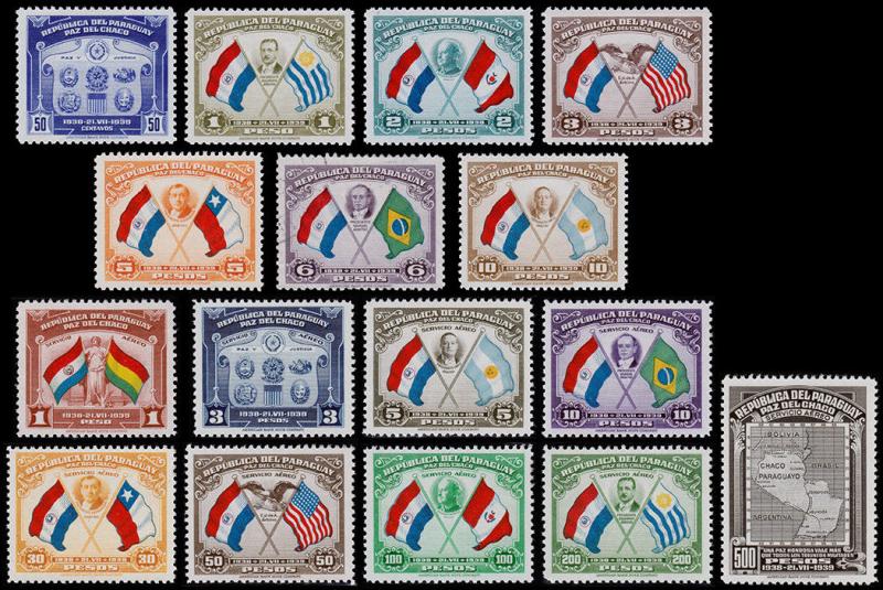 Paraguay Scott 355-361, C113-C121 (1939) Mint/Used LH/NH VF Complete Set B