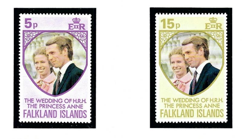 Falkland Is 25-26 MNH 1973 Princess Anne Wedding