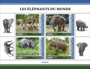 Central African Rep 2022 MNH Wild Animals Stamps Elephants of World 4v M/S