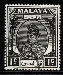 MALAYA PERLIS SG7 1951 1c BLACK FINE USED