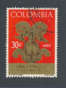 Colombia 1967 Scott C495 used - Bird, Pre-columbian Art