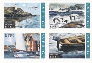 Sweden 2002 Summer in Bohuslan Lighthouses Boats Birds set of 4 stamps MNH