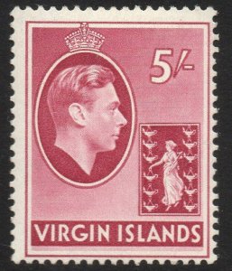 VIRGIN ISLANDS SG119 1938 5/= CARMINE MTD MINT