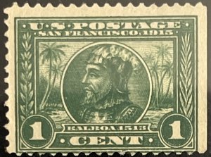 Scott #397 1913 1¢ Panama-Pacific Expo. Vasco Nuñez de Balboa perf. 12 MNH OG