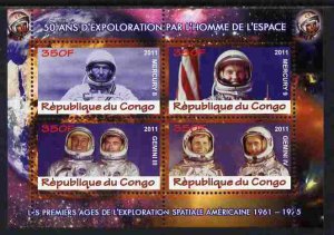 CONGO - 2011 - 1st Man in Space, USA #3 - Perf 4v Sheet - MNH - Private Issue