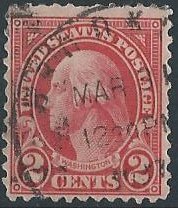 US 634 (used) 2¢ Washington, carmine (perf. 11x10½) (1926)