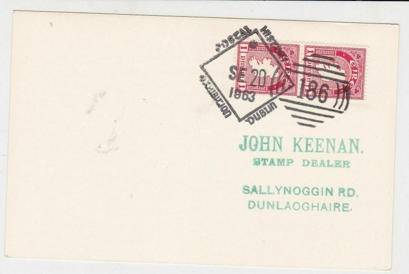 ireland dublin 1963 postal history special cancel stamps card ref 20345