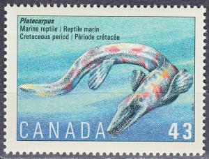 #1498 MNH Canada 43¢ Prehistoric Life - Platecarpus 1993