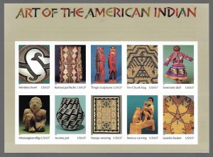 US 3873 - Pane of 10 - 37¢ Stamps. Art of the American Indian.  FREE SHIPPING!!