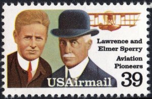 SC#C114 39¢ Lawrence & Elmer Sperry: Aviation Pioneers (1985) MNH