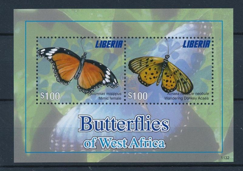 [36152] Liberia 2011 Butterflies Schmetterlingen Papillons  MNH Sheet