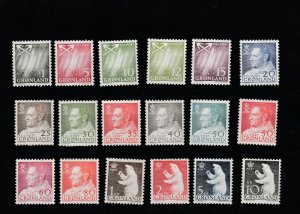 Greenland  Scott#  48-65  MNH  (1963-8 Various Designs)