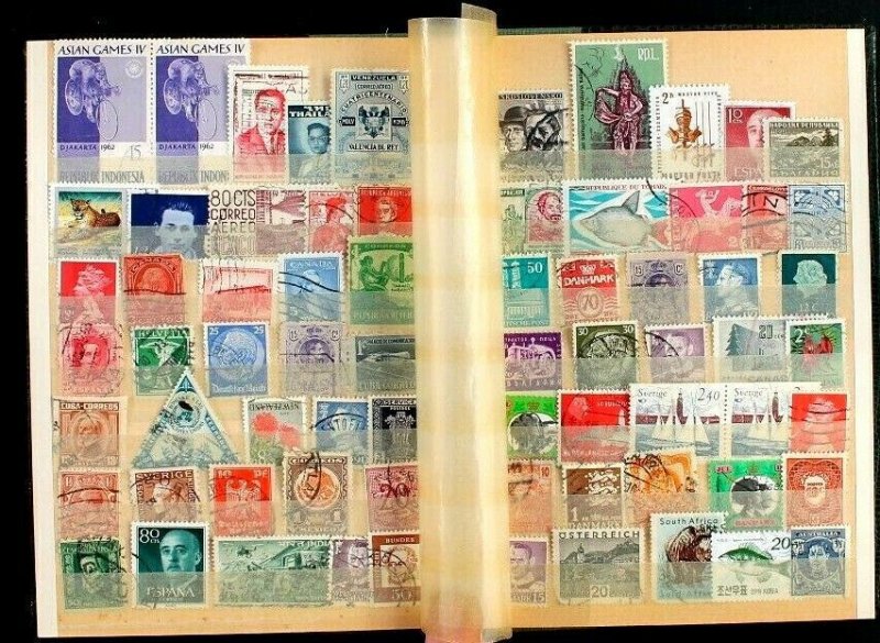 Wordwide Stamp Collection Lot of 560 MNH, MH & Used  Vintage Stock Book