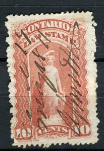 CANADA ONTARIO; 1870s classic LAW STAMP fine used 10c. value