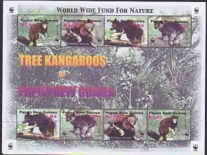 Papua New Guinea MNH S/S 1091 Tree Kangaroos 2003 8 Stamps