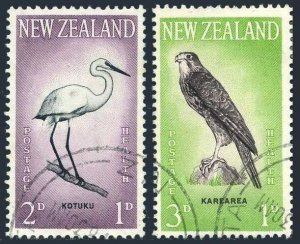 New Zealand B61-B62,used.Mi 416-417. Health 1961.Birds:Great white egret,Falcon.