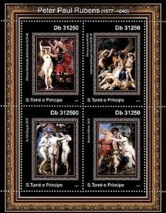 St Thomas - 2011 Paintings by Rubens 4 Stamp  Sheet ST11220a