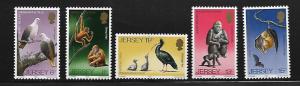 GB,JERSEY, 217-21, MNH, ANIMALS, IBIS,PIDGEONS,ORANGUTANS, GORILLAS, BATS