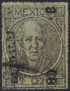 Mexico 1868 Sc 47 used Guadalajara 3 68 overprint