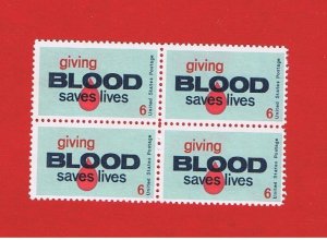 #1425  MNH OG  block of  4  Blood  Free S/H