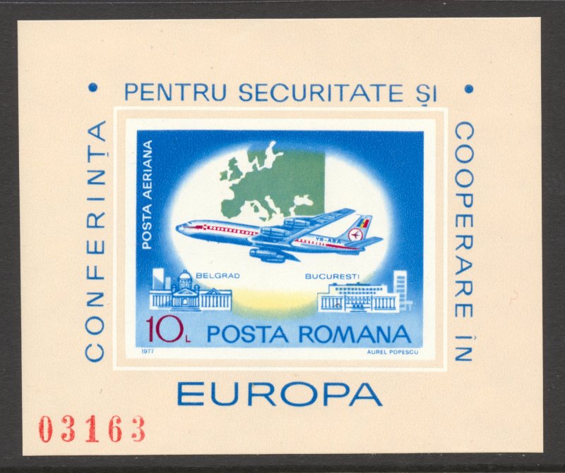 Romania Scott C212var MNHOG Imperf S/S Footnoted in Scott