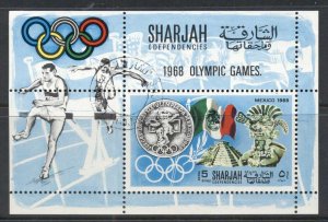 Sharjah 1968 Mi#MS41A History of the Olympic Games MS CTO