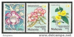 2002 MALAYSIA-CHINA JOINT ISSUES RARE FLOWERS 3V 