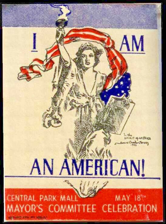 I Am An American 1941 Poster Stamp NY Pro WWII Rally Howard C. Christy Artist