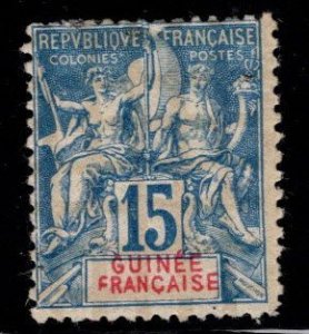 French Guinea Scott 7 MH*  1892 stamp on quadrille paper slight thin at top