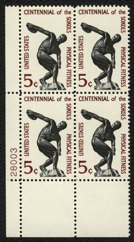 #1262 5c Centennial of the Sokols, Plate Block [28003 LL] **ANY 5=FREE SHIP**