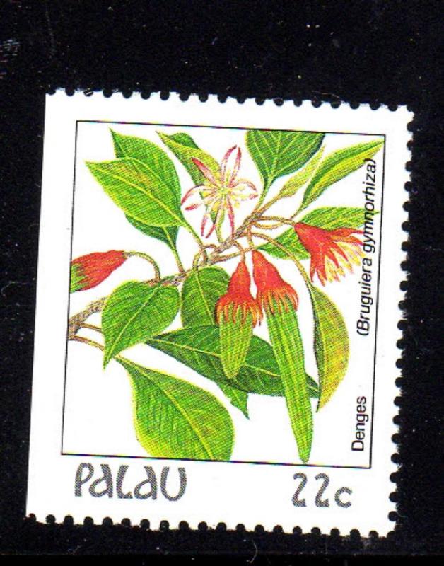 PALAU  #132  1987-88  FLOWERS  MINT  VF NH  O.G  BOOKLET SINGLE   c