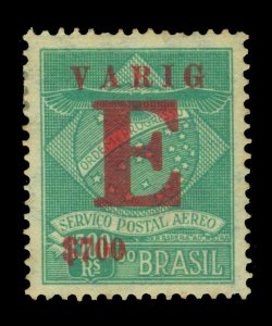 BRAZIL 1928 AIRMAIL - VARIG - SPECIAL DELIVERY 700r/1300r green Sc#3CLE1 mint MH