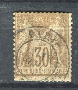 FRANCE; 1876 early SAGE Type I issue fine used 30c. value