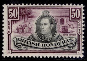 BRITISH HONDURAS GVI SG158, 50c black & purple, NH MINT. Cat £45.