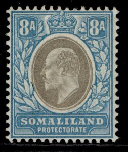 SOMALILAND PROTECTORATE EDVII SG39, 8a grey-black & pale blue, M MINT. Cat £11.