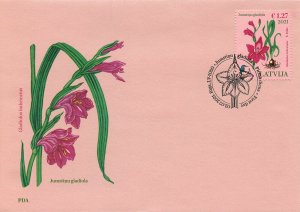 Latvia 2021 FDC Flowers Stamps Turkish Marsh Gladiolus Fund for Nature 1v Set