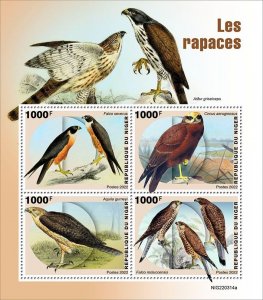 NIGER - 2022 - Birds of Prey - Perf 4v Sheet - Mint Never Hinged