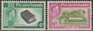EDSROOM-17063 Pitcairn Islands 5a, 6a LH 1951 Key Values CV$36.50