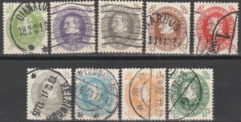 Denmark #210-7, 219 F-VF Used CV $51.25  (B12114)