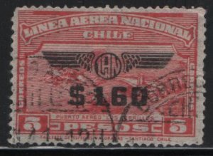 CHILE, C52, USED, 1940, Surcharged