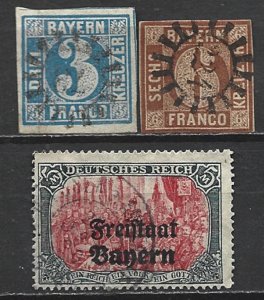 COLLECTION LOT 21712 GERMANY BAVARIA 3 STAMPS 1849+ CV+$23