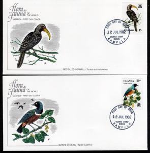 Uganda Two 1982 Flora & Fauna FDC Birds!